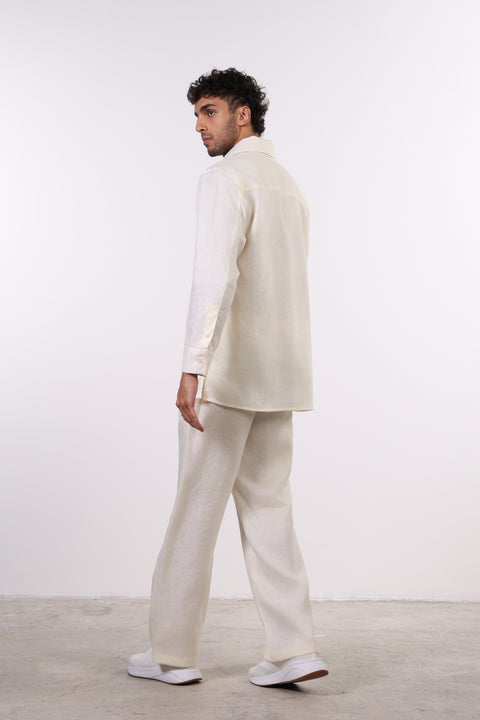 THE CLASSIC LINEN LONG SLEEVE SET  — MENS CREME