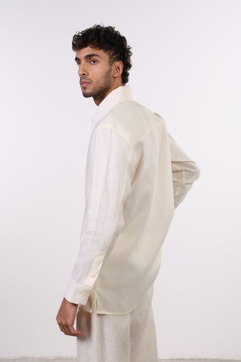 THE CLASSIC LINEN LONG SLEEVE SHIRT  — MENS CREME
