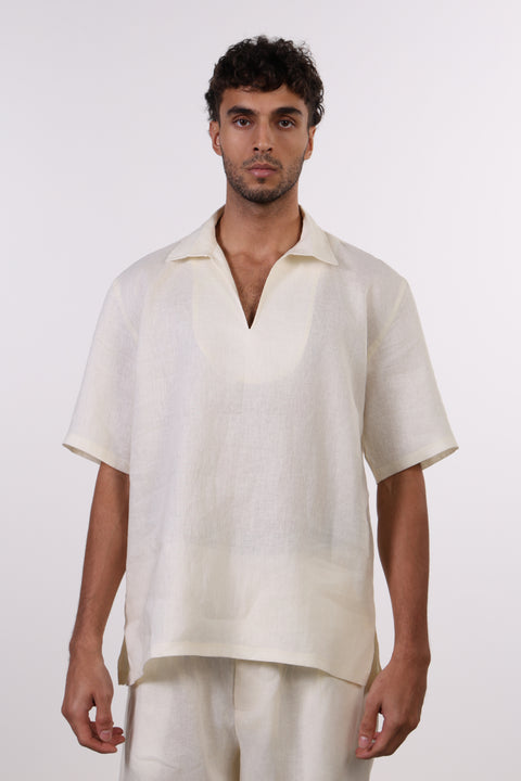 THE SIGNATURE LINEN SHIRT — MENS OFF WHITE