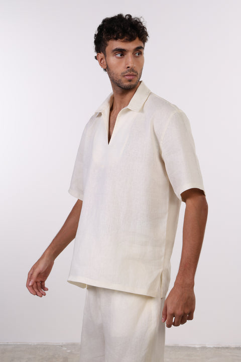 THE SIGNATURE LINEN SHIRT — MENS OFF WHITE