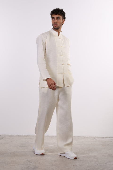 THE JAPANESE LINEN SHIRT  — MENS OFF WHITE