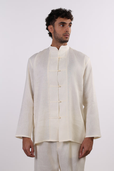THE JAPANESE LINEN SHIRT  — MENS OFFWHITE