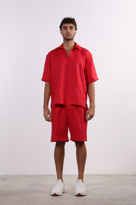 THE SIGNATURE LINEN SHIRT — MENS RED