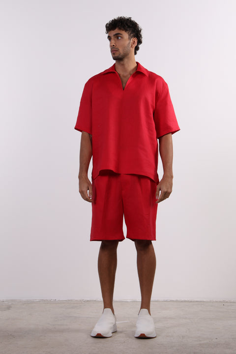 THE SIGNATURE LINEN SET — MENS RED