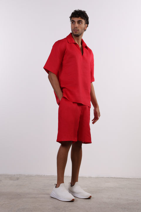 THE SIGNATURE LINEN SET — MENS RED