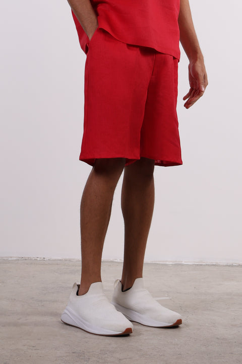 THE LINEN SHORTS  — MENS RED