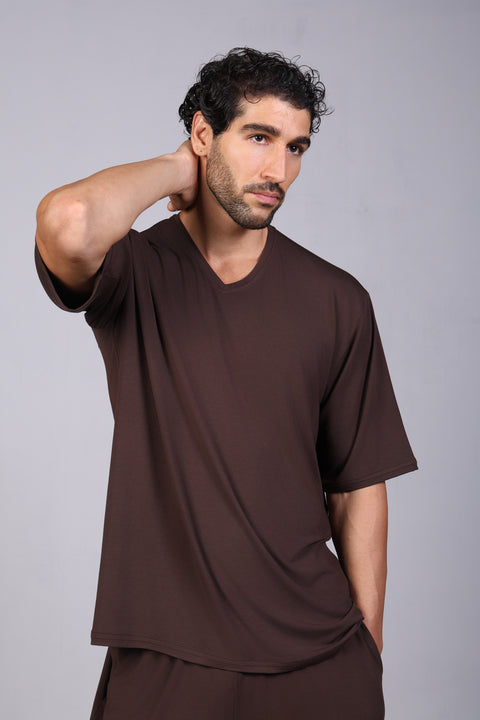 ON CALL TOP HALF SLEEVES — MENS BROWN
