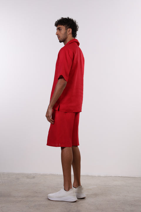 THE SIGNATURE LINEN SHIRT — MENS RED