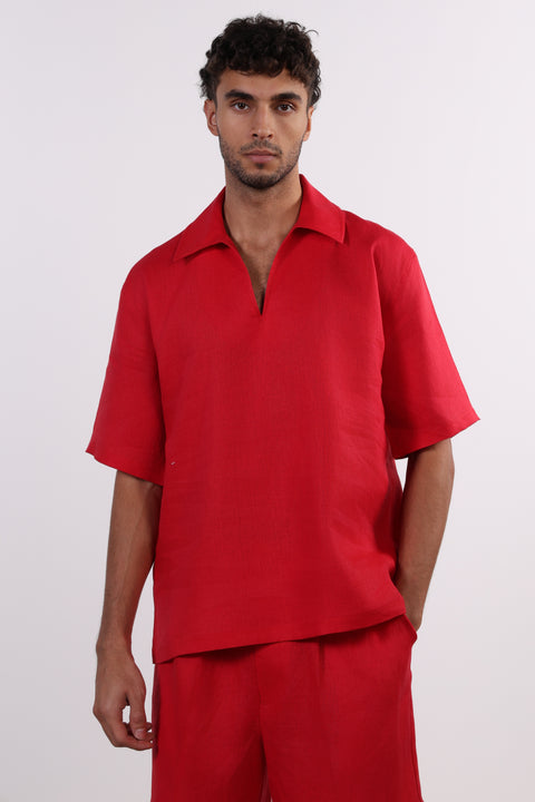 THE SIGNATURE LINEN SHIRT — MENS RED