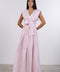 LINEN BOW MAXI DRESS — WOMENS PINK