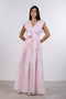 LINEN BOW MAXI DRESS — WOMENS PINK
