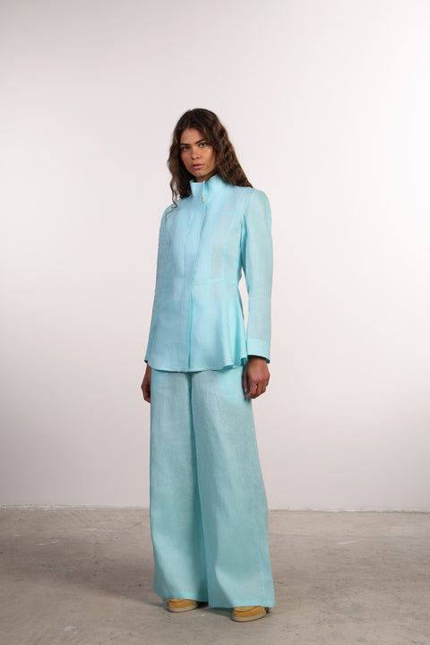 THE SIGNATURE LINEN PANTS — WOMENS TEAL