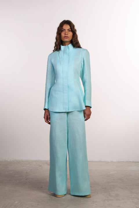 THE SIGNATURE LINEN SHIRT  — WOMENS TEAL