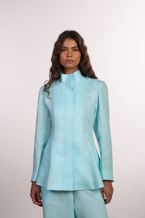 THE SIGNATURE LINEN SHIRT  — WOMENS TEAL