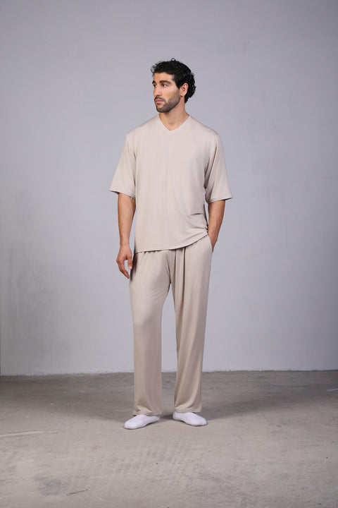 ON CALL TOP HALF SLEEVES — MENS TAUPE