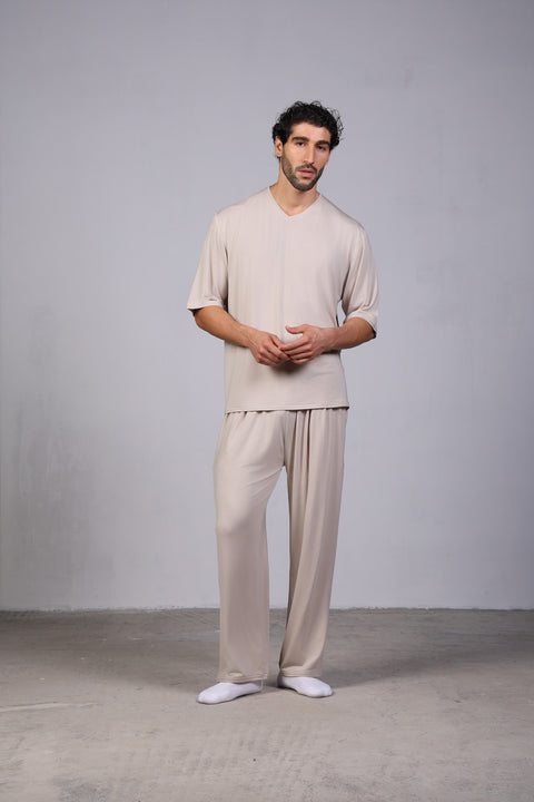 ON CALL TOP HALF SLEEVES — MENS TAUPE