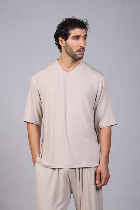 ON CALL TOP HALF SLEEVES — MENS TAUPE