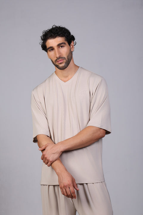 ON CALL TOP HALF SLEEVES — MENS TAUPE