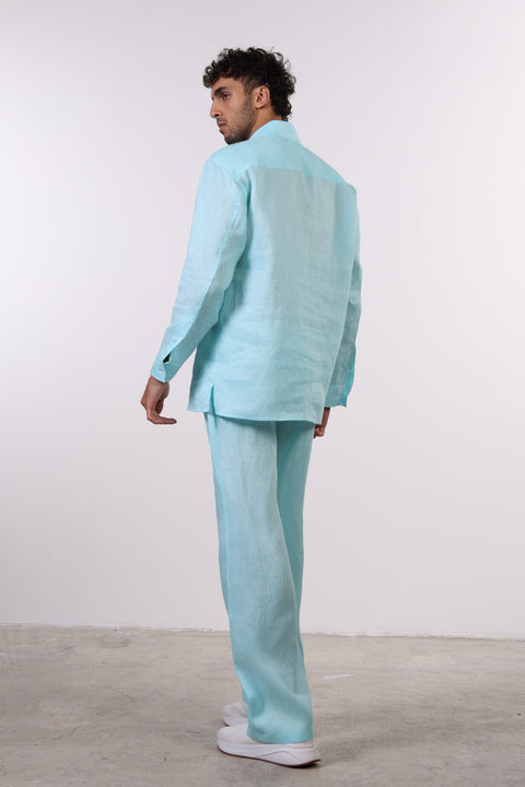 THE CLASSIC LINEN LONG SLEEVE SET  — MENS TEAL