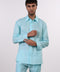 THE CLASSIC LINEN LONG SLEEVE SHIRT  — MENS TEAL