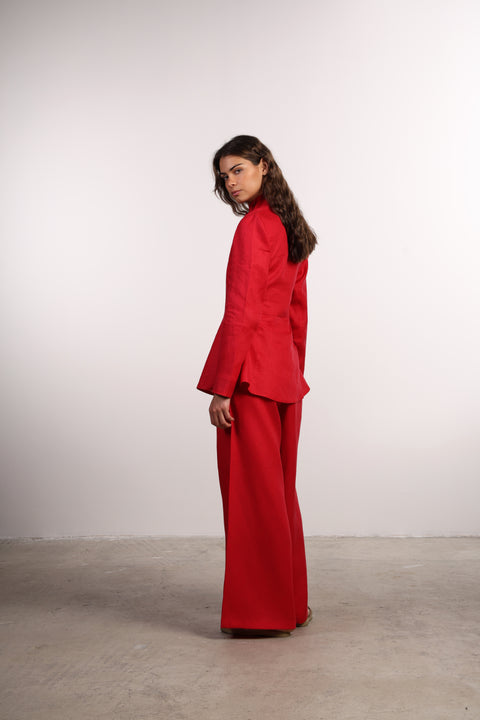 THE SIGNATURE LINEN SET — WOMENS RED