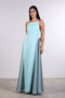 SILK PANEL LINEN DRESS — WOMENS TEAL