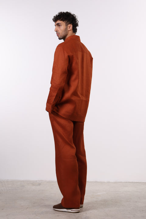 THE CLASSIC LINEN PANTS  — MENS BURNT ORANGE