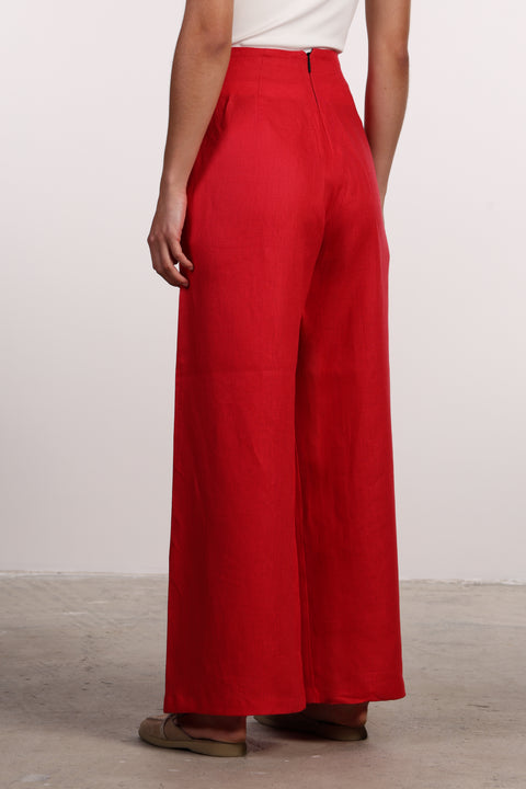THE SIGNATURE LINEN SET — WOMENS RED