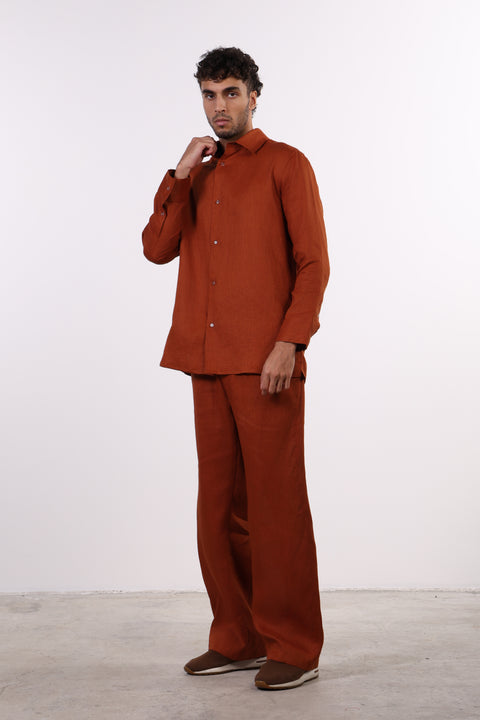 THE CLASSIC LINEN PANTS  — MENS BURNT ORANGE