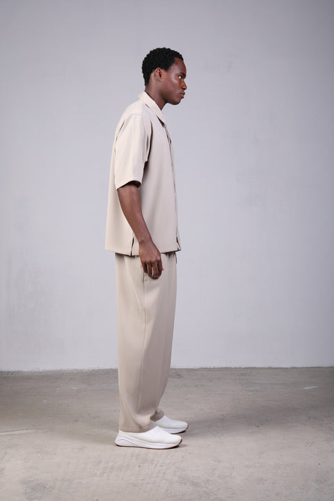 1987 SHIRT HALF SLEEVES SET — BEIGE