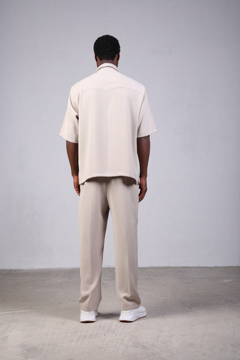 1987 SHIRT HALF SLEEVES SET — BEIGE