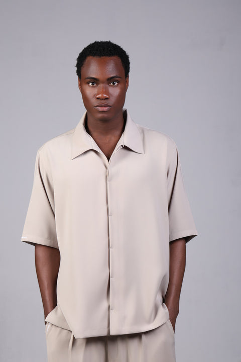 1987 SHIRT HALF SLEEVES SET — BEIGE