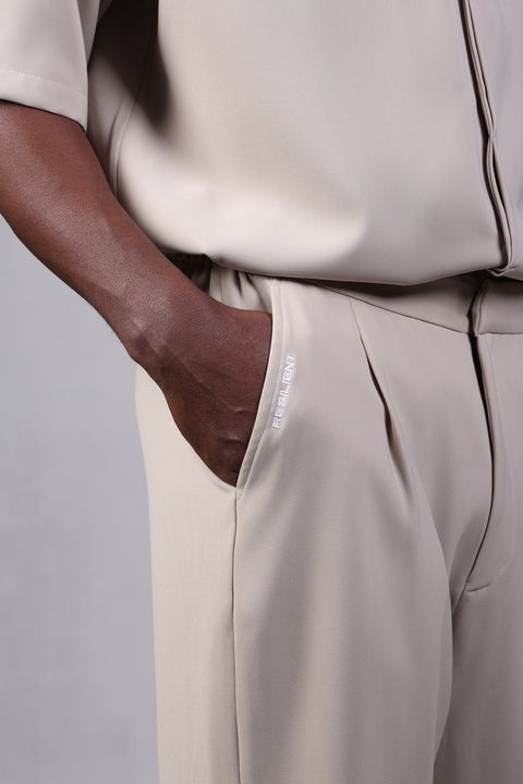 1987 SHIRT HALF SLEEVES SET — BEIGE