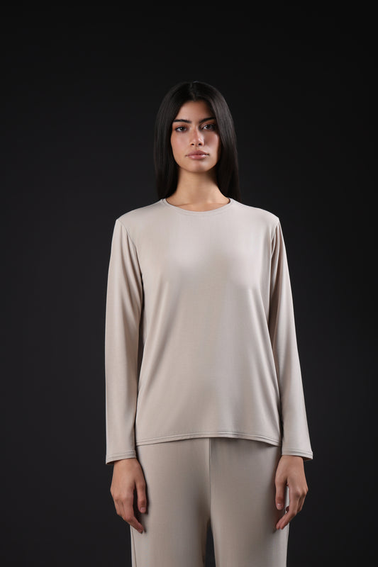 ON CALL TOP FULL SLEEVE — IN TAUPE