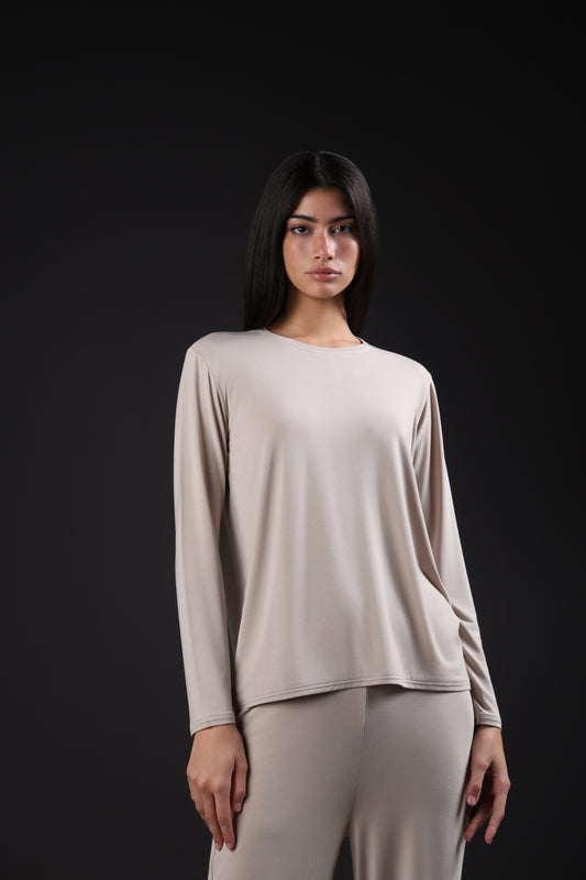 ON CALL TOP FULL SLEEVE — IN TAUPE