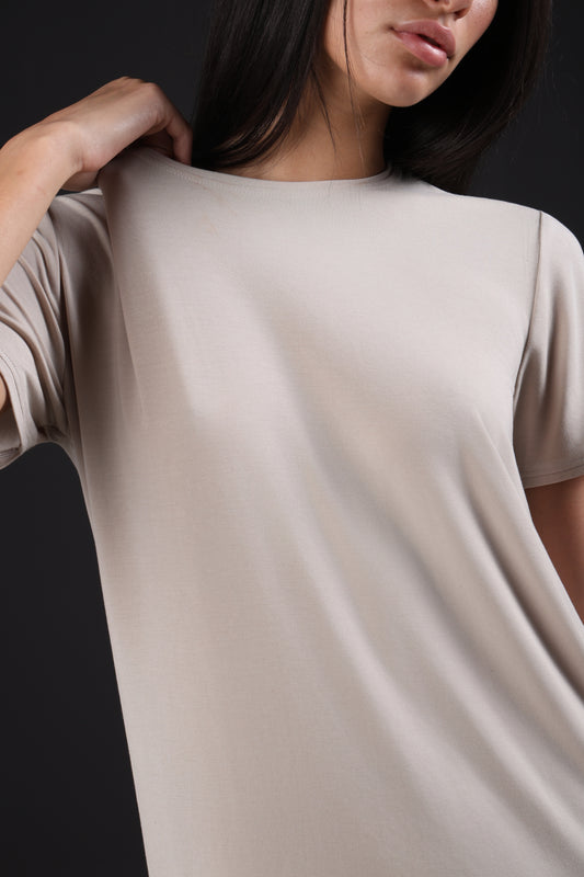 ON CALL TOP HALF SLEEVE — IN TAUPE