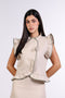 SILK TRIMMED LINEN SHIRT — WOMENS BEIGE