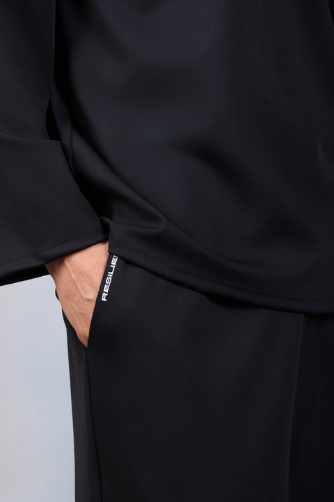 FLEX SHIRT FULL SLEEVES HIGH NECK SET — MENS BLACK