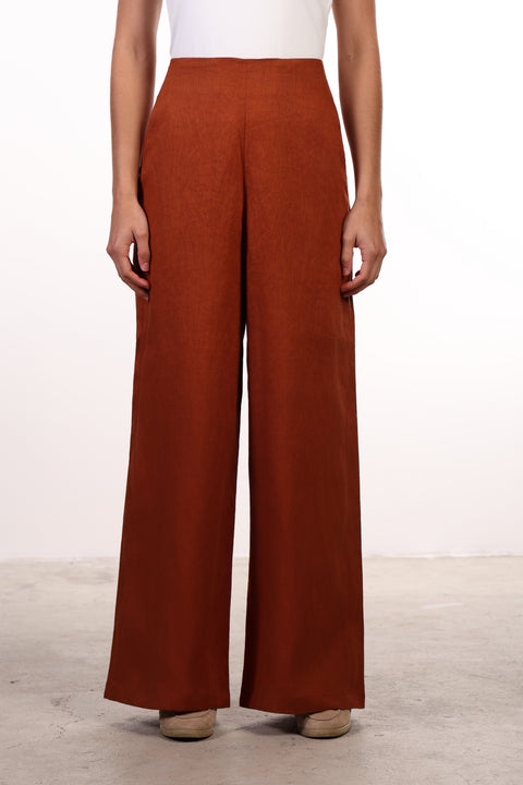 THE SIGNATURE LINEN PANTS — WOMENS BURNT ORANGE