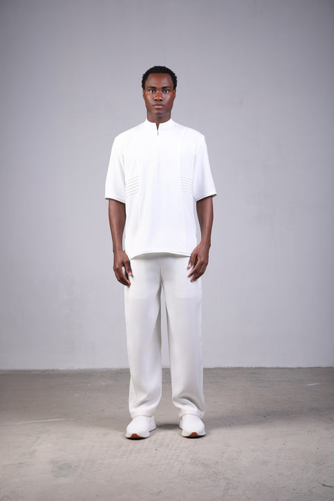 SHARK SHIRT HALF SLEEVES SET — MENS WHITE