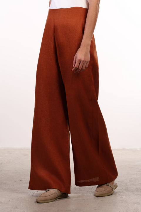 THE SIGNATURE LINEN PANTS — WOMENS BURNT ORANGE