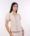 TIE-NECK LINEN SHIRT — WOMENS BEIGE