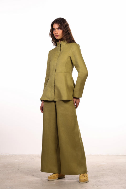 THE SIGNATURE LINEN SET — WOMENS OLIVE GREEN
