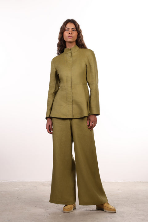 THE SIGNATURE LINEN SET — WOMENS OLIVE GREEN