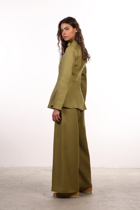 THE SIGNATURE LINEN SET — WOMENS OLIVE GREEN