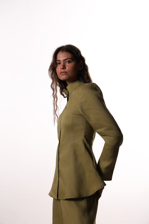 THE SIGNATURE LINEN SET — WOMENS OLIVE GREEN