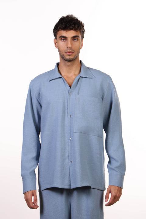 THE LINEN BLEND SHIRT  — MENS BLUE
