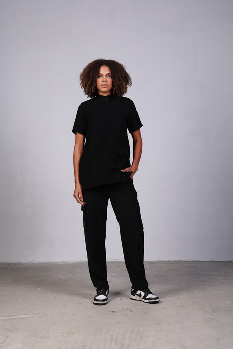 CORE SHIRT HALF SLEEVES SET — WOMEN BLACK