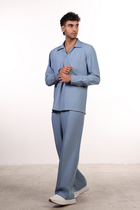 THE LINEN BLEND SHIRT  — MENS BLUE