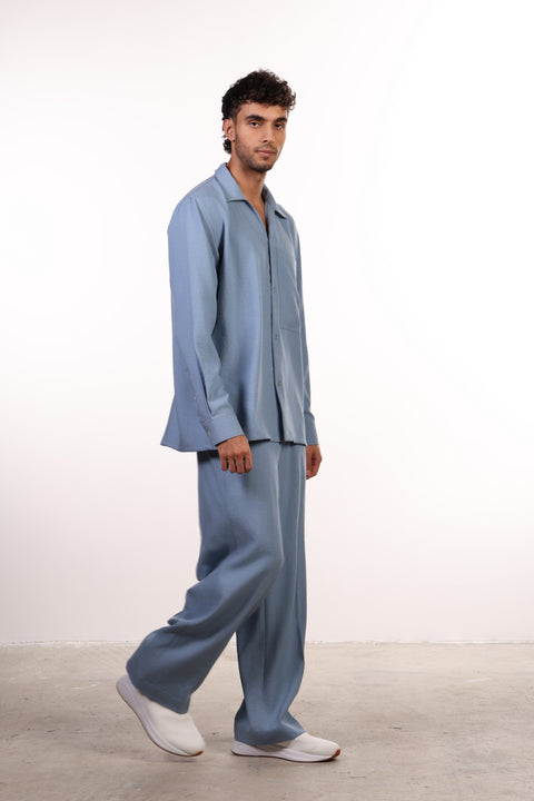 THE LINEN BLEND PANTS  — MENS BLUE